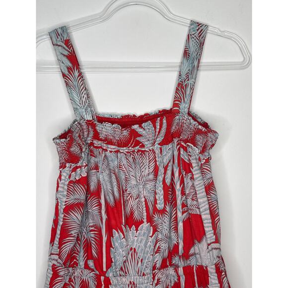 Talbots 2000s Red Cotton Sleeveless Palm Tree Print Sundress – Size 14 - Picture 3 of 9